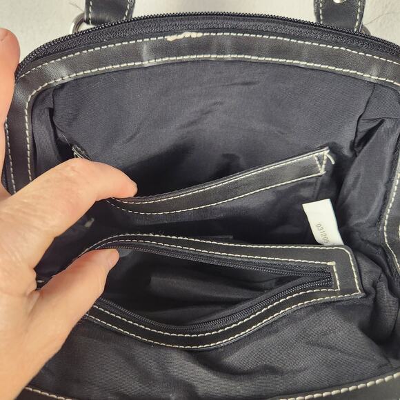 Tignanello Black Y2K Leather Purse Contrast Stitching Zip Around Closure - Picture 11 of 16